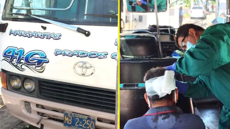 Microbús de la ruta 41 G involucrado en accidente Foto tomada de Comandos de Salvamento 3