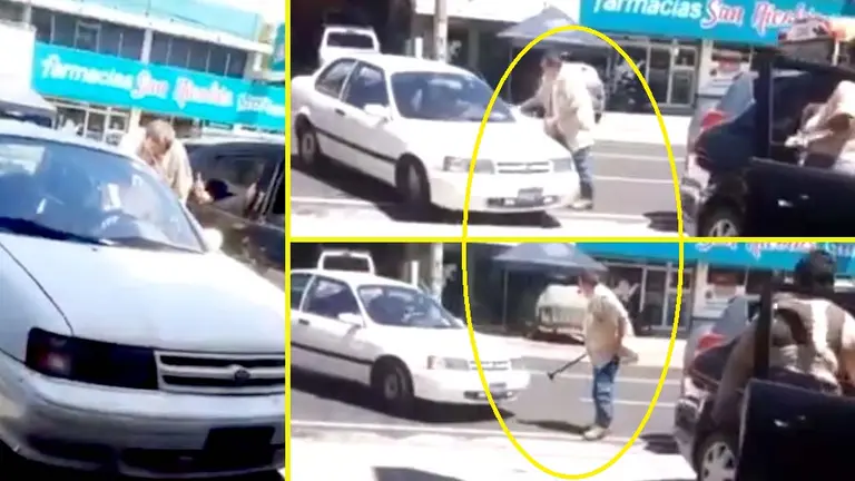 Intolerancia en parqueo de una venta de respuestos en San Salvador Imágenes tomadas de Todo Motor 2