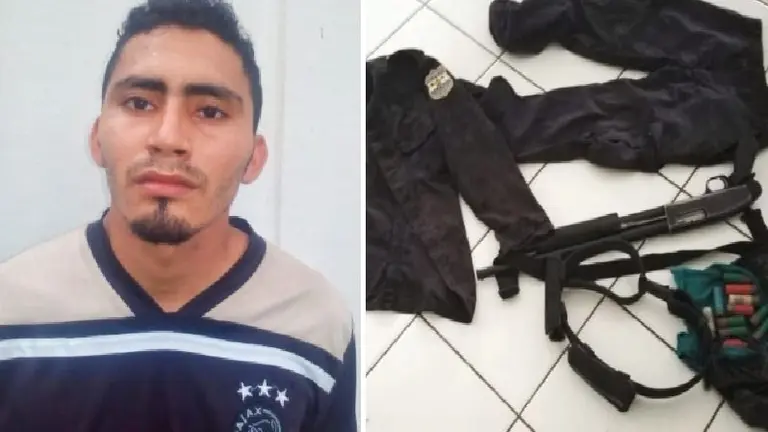 Con uniforme y escopeta