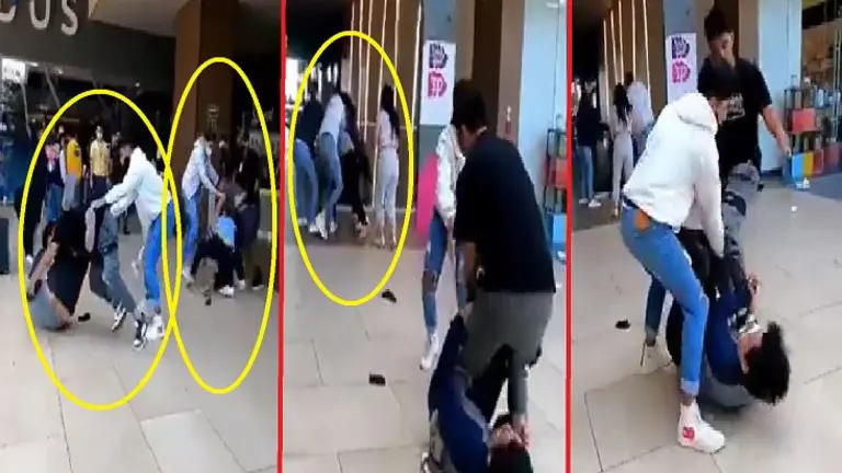 Jóvenes se dan de golpes