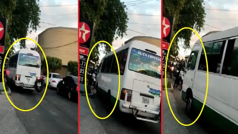 Microbusero obligado a retroceder