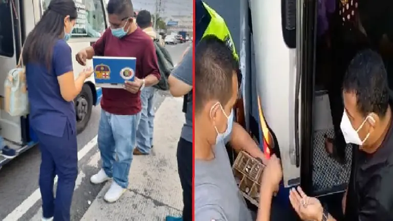 Microbuseros de la 42 devolviendo pasaje