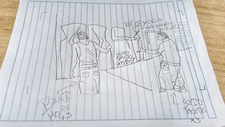 Dibujo pandillas estudiante centro escolar 17 años Soyapango detenido 1