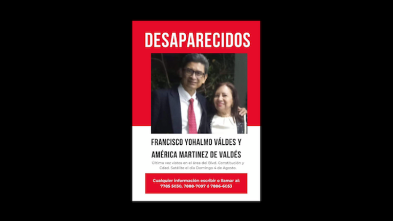 Francisco Yohalmo Valdés y América Martínez de Valdés asesinados