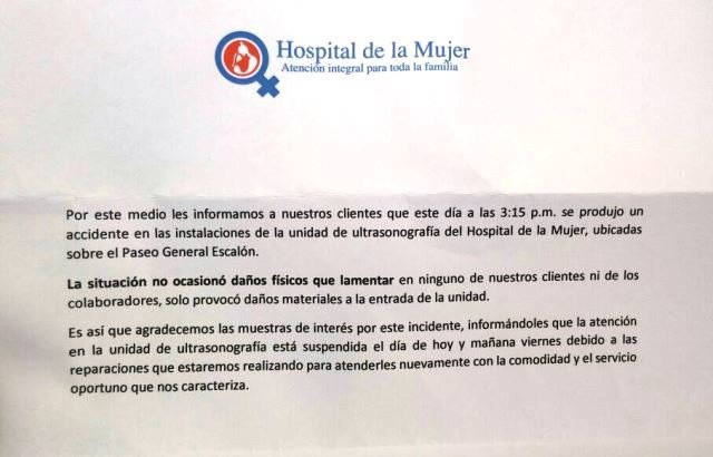comunicado hospital de la mujer