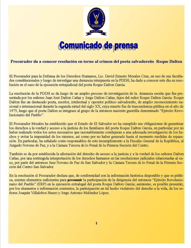 Comunicado PDDH1