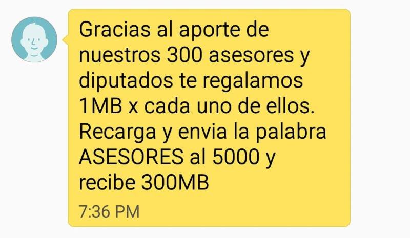 Mensaje enviado a celulares de usuarios.