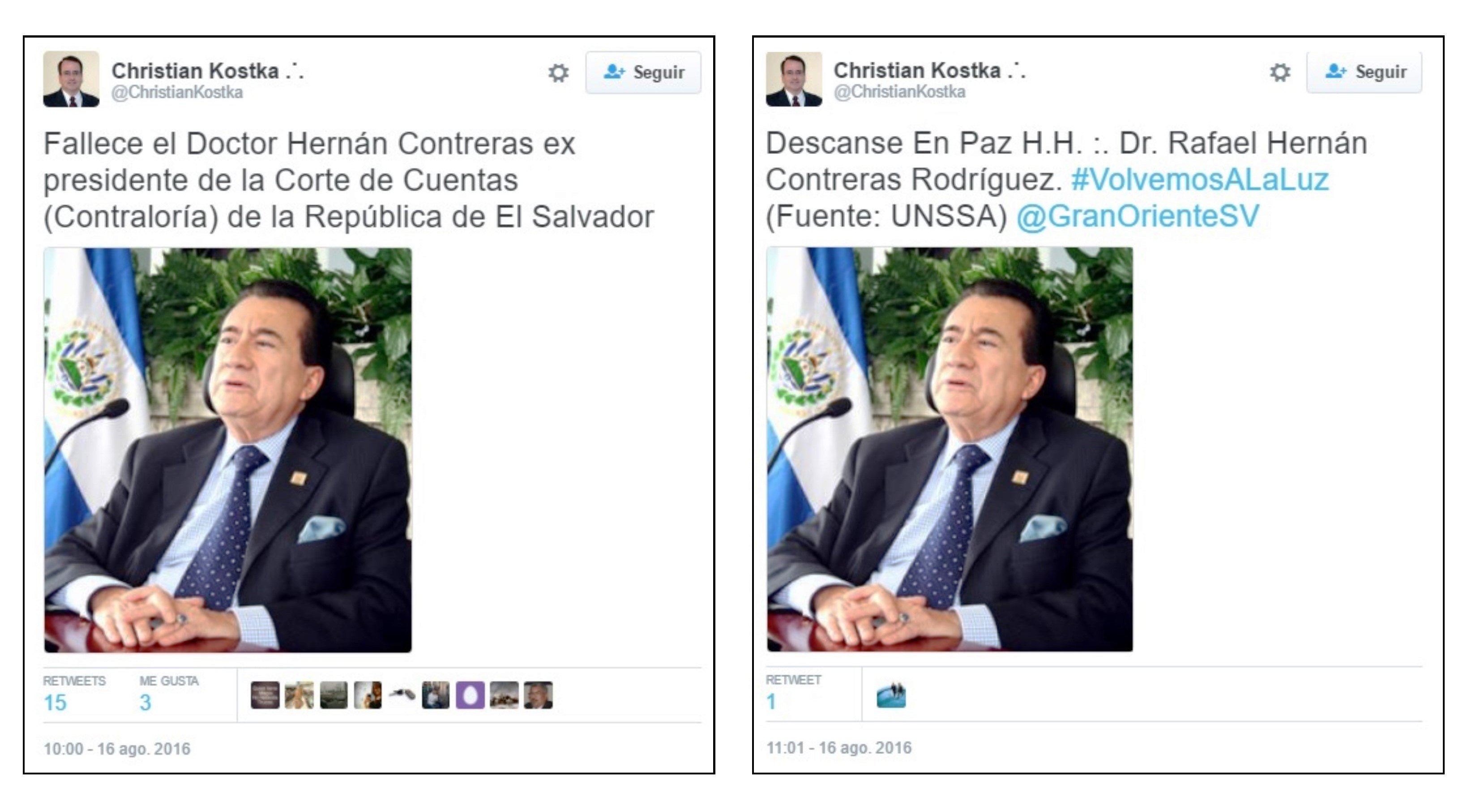 Tuit muerte Hernán Contreras