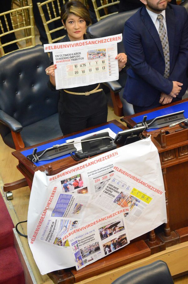 Así protesto la diputada tricolor.