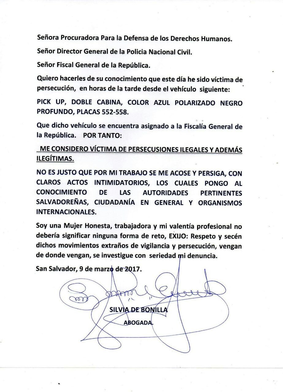 denuncia Silvia de Bonilla