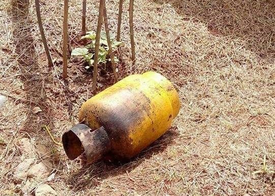 cilindro de gas quemado