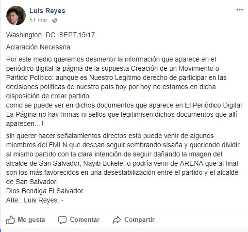 Comunicado de Luis Reyes