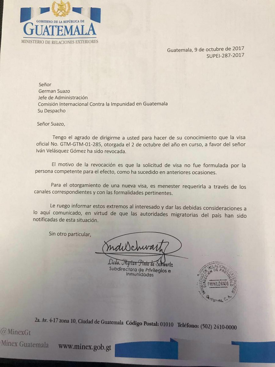 Carta cancilleria Guatemala