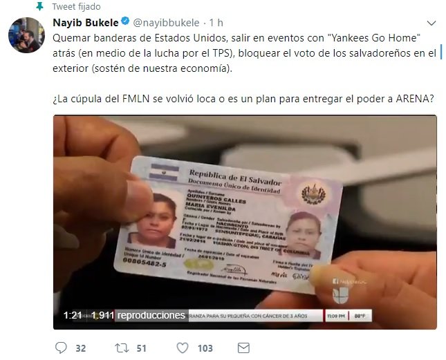 Tuit de Nayib Bukele