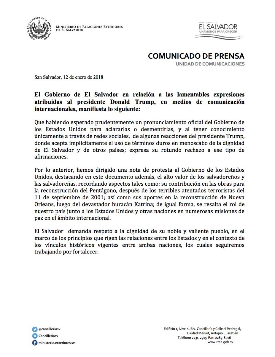 Comunicado cancilleria
