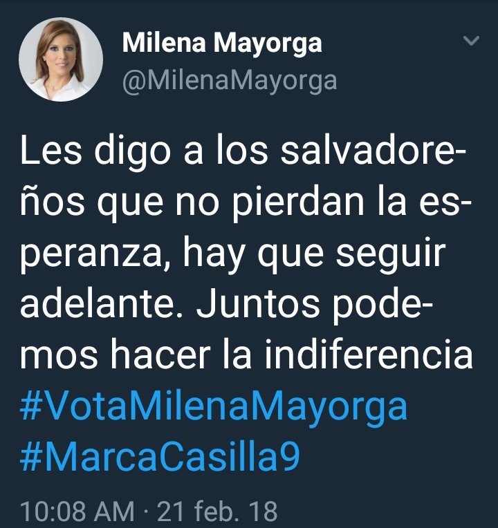 Tuit de Milena Mayorga