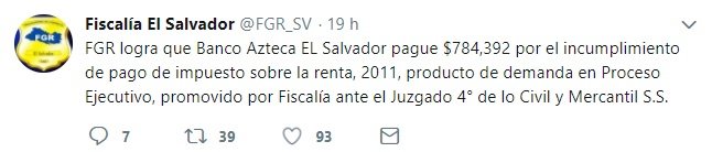 Tuit de la Fiscalía