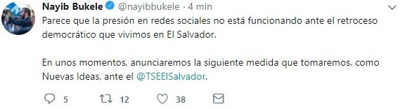 Tuit de Nayib Bukele