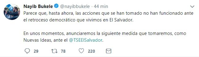 Tuit de Nayib Bukele