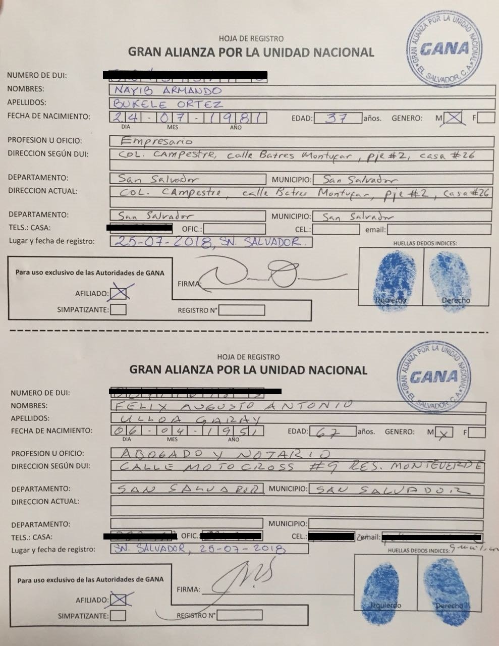 hoja de registro GANA BUKELE