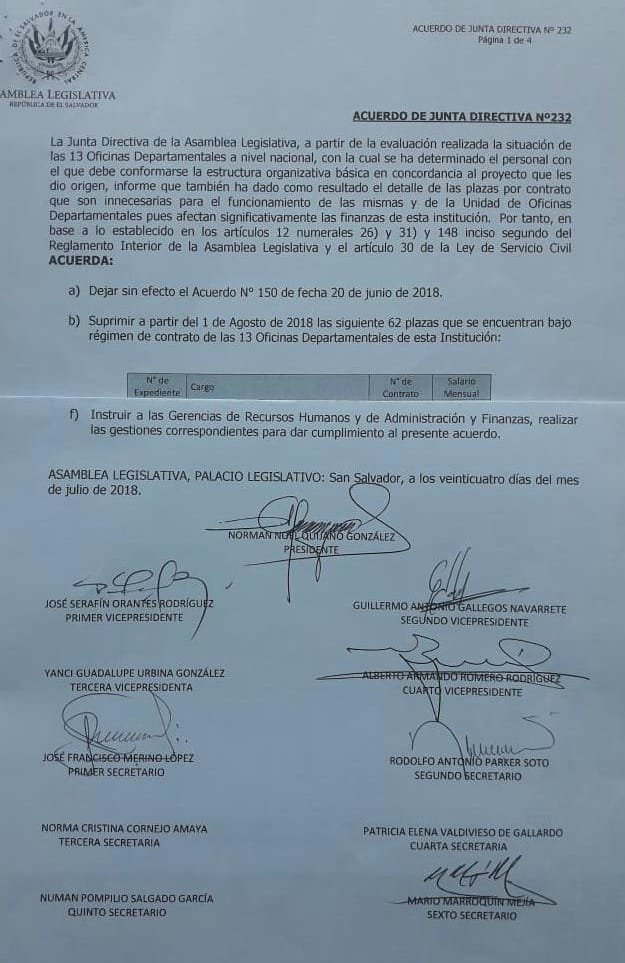 Acuerdo despidos Asamblea