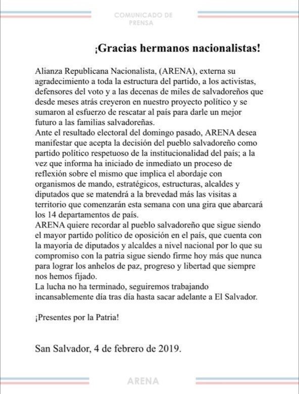 comunicado arena