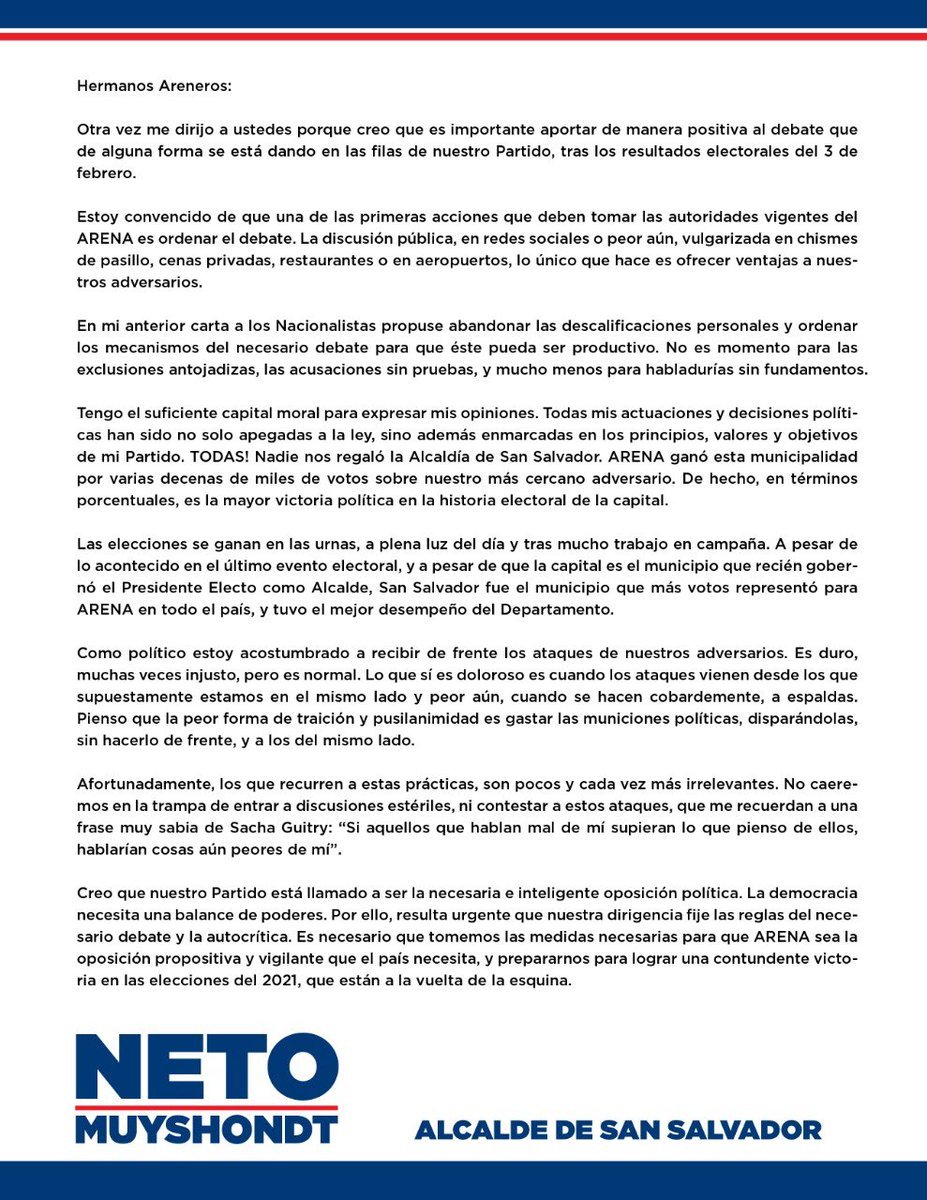 Comunicado Neto Muyshdont