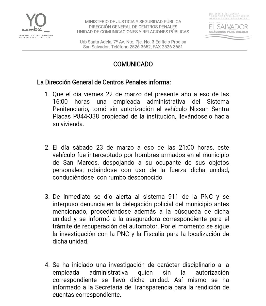 Comunicado de DGCP