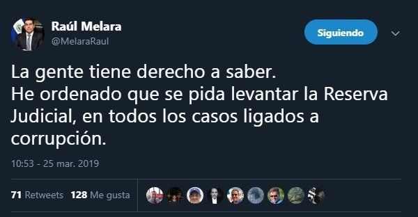 Tuit de Raúl Melara