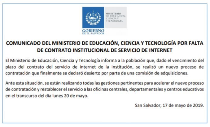 Comunicado MINED