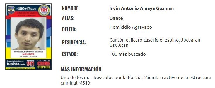 El Dante, Crime Stoppers