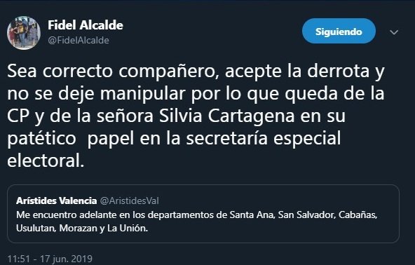 Tuit de Fidel Fuentes