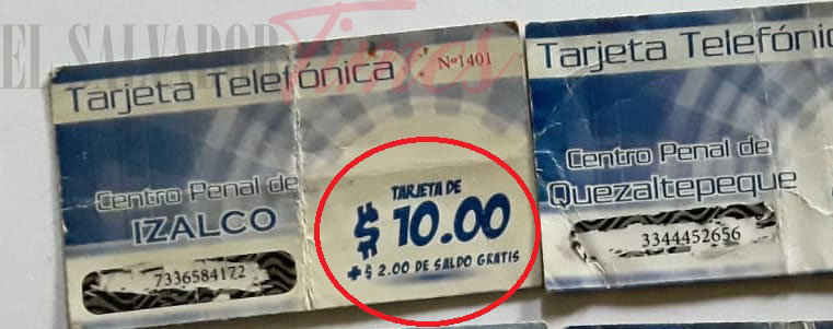 Tarjetas de saldo de reos en penales