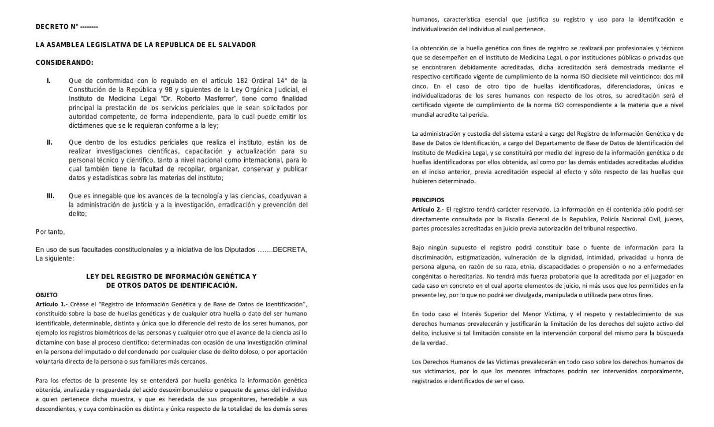 Ley de Registro de Información Genética 2 y 3