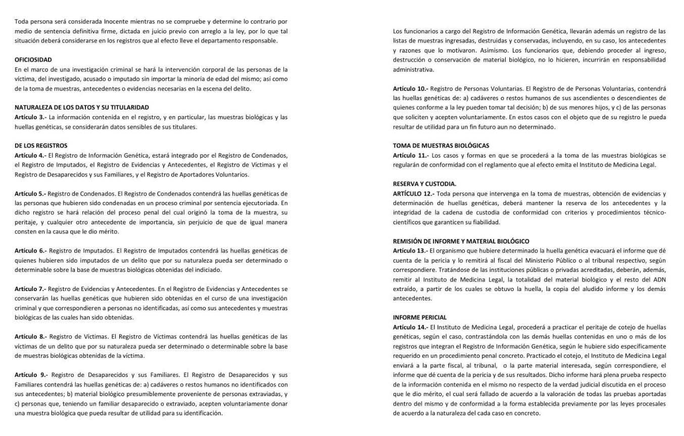 Ley de Registro de Información Genética 4 y 5