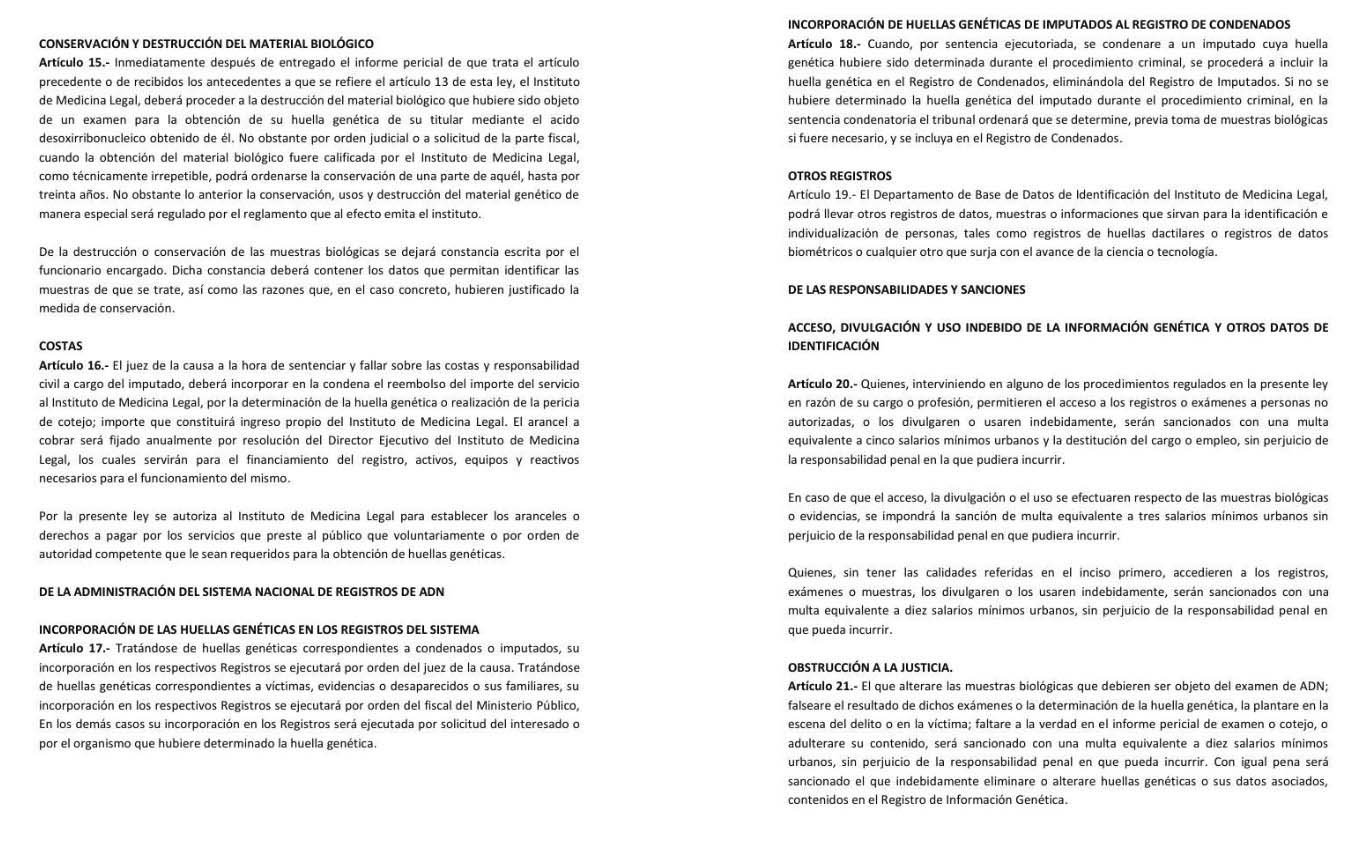 Ley de Registro de Información Genética 6 y 7