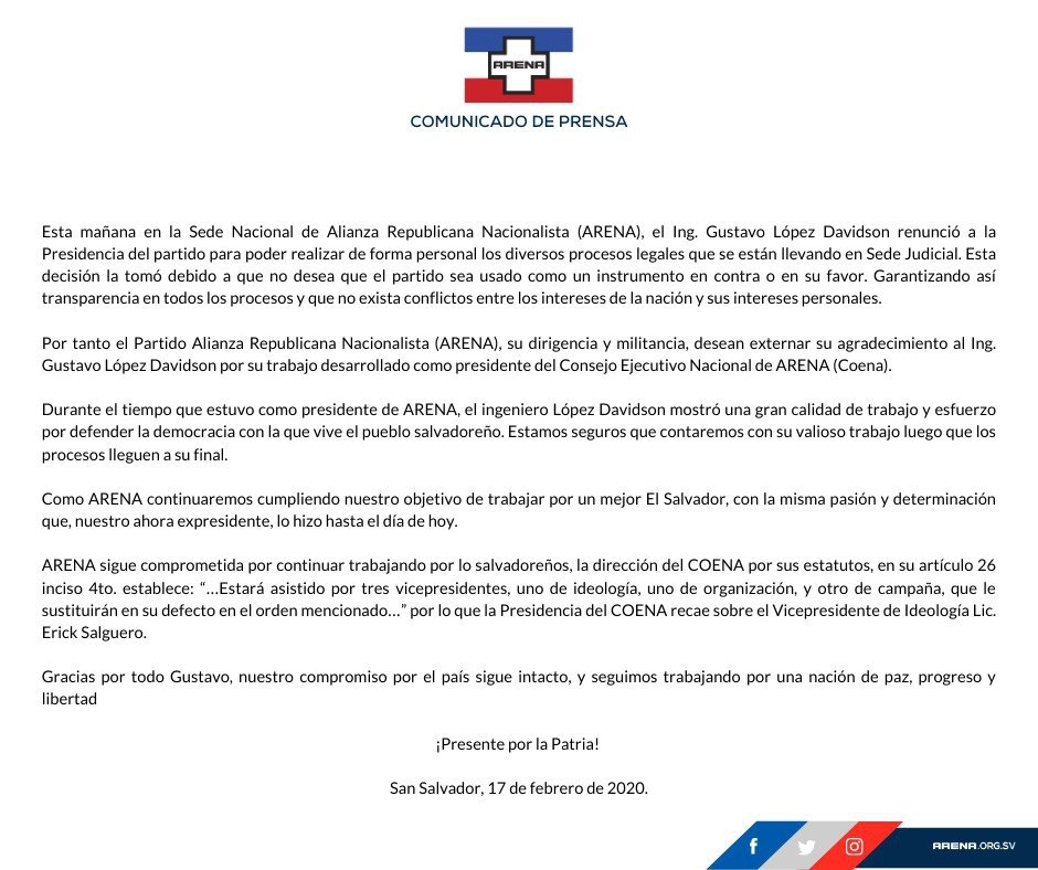 Renuncia de Gustavo López