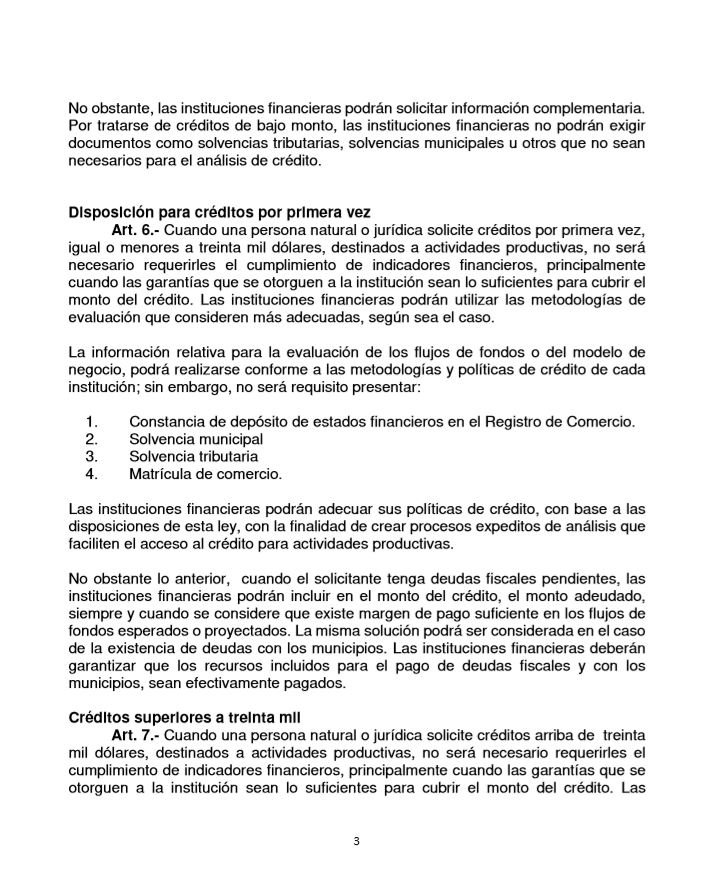 Ley Especial para Facilitar el Acceso al Crédito para emprendedores 3