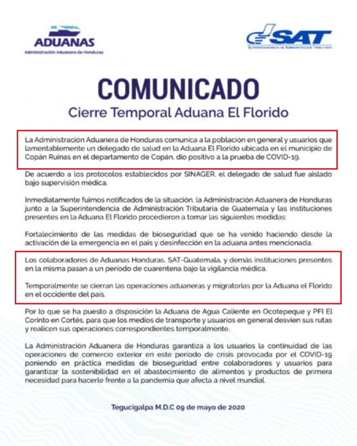 Cierre de fronteras entre Honduras y Guatemala 2