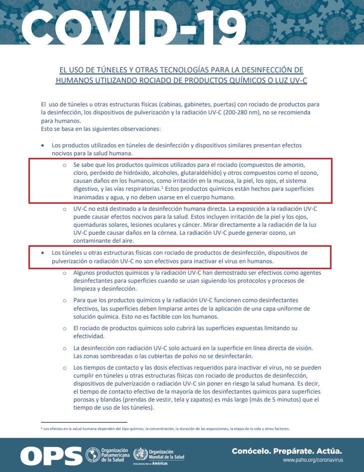 OPS uso de químicos por Covid19 01