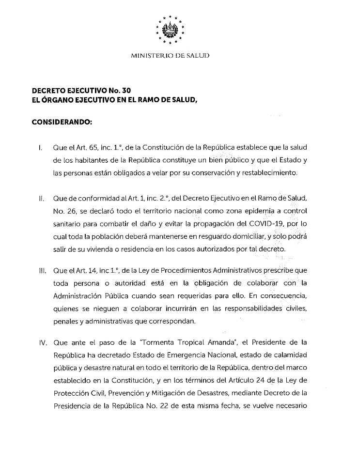 Decreto Ejecutivo 30 1