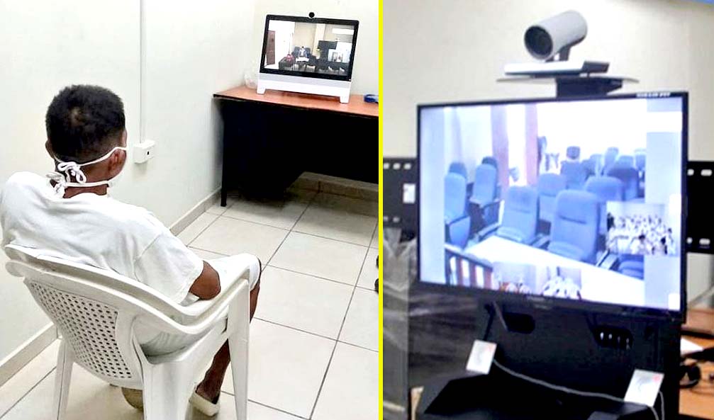 Audiencias virtuales para evitar contagios de la enfermedad. Fotos Centros Penales. Audiencias virtuales para evitar contagios de la enfermedad. Fotos Centros Penales.