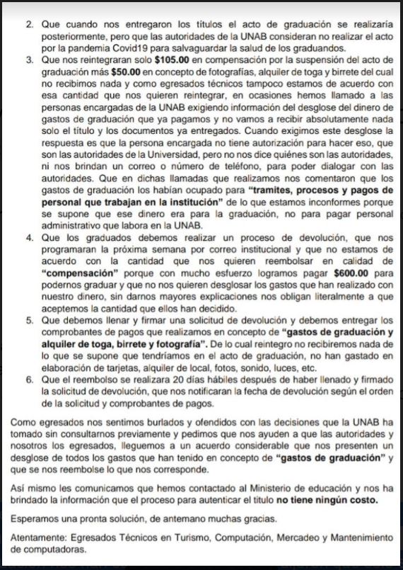 Denuncia elevados cobros por graduación el universidad Andrés Bello 3