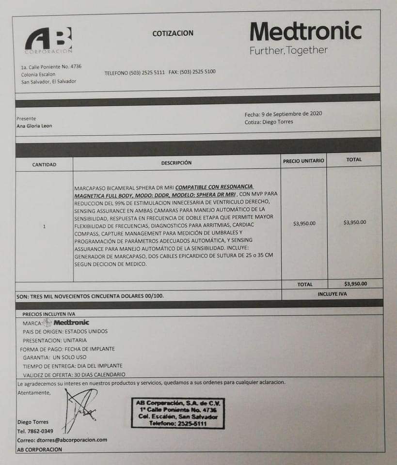 Cotización de Rodrigo
