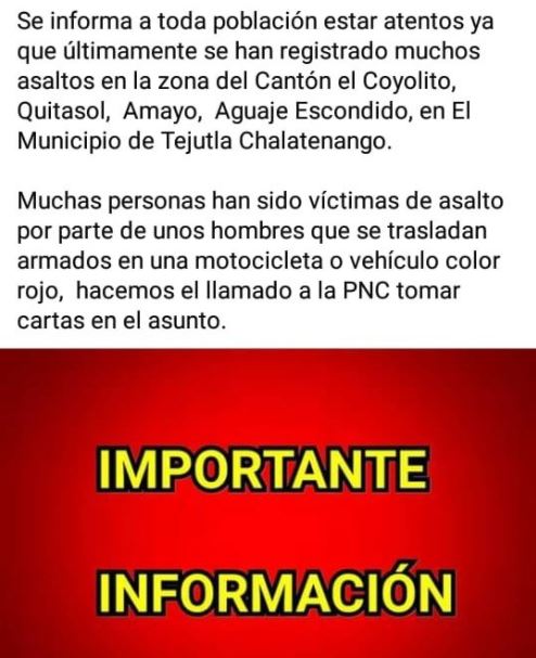 Importante información
