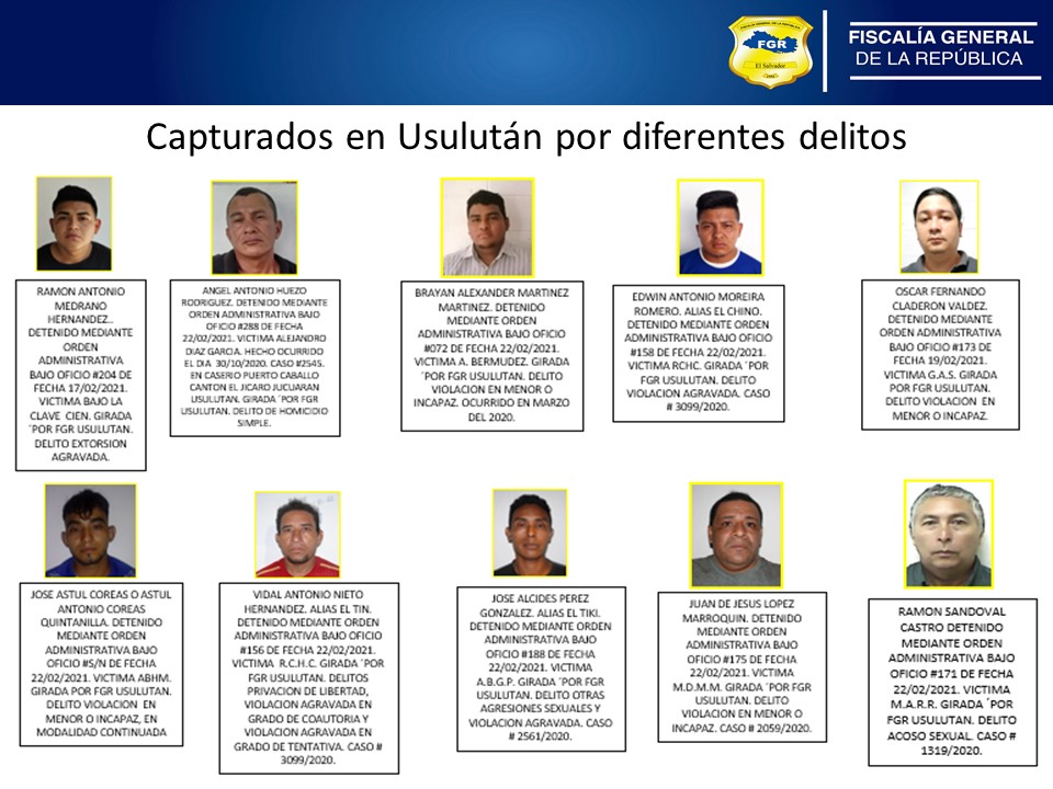 Detenidos en Usulután