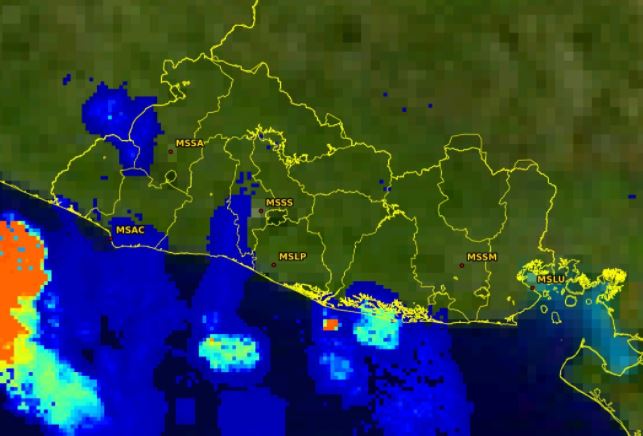 Mapa de lluvias en El Salvador
