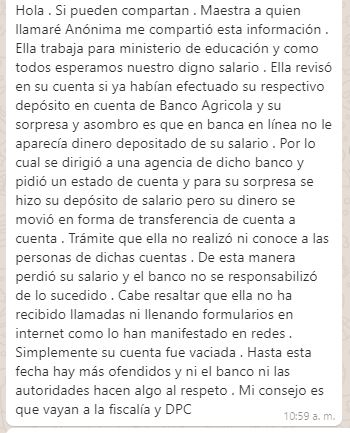 Maestra perdió el salario