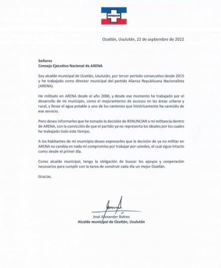 Renuncia de Alex