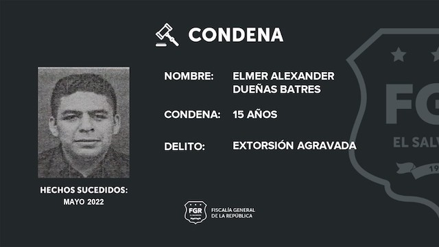 Élmer Alexander Dueñas Batres agente PNC condenado extorsión